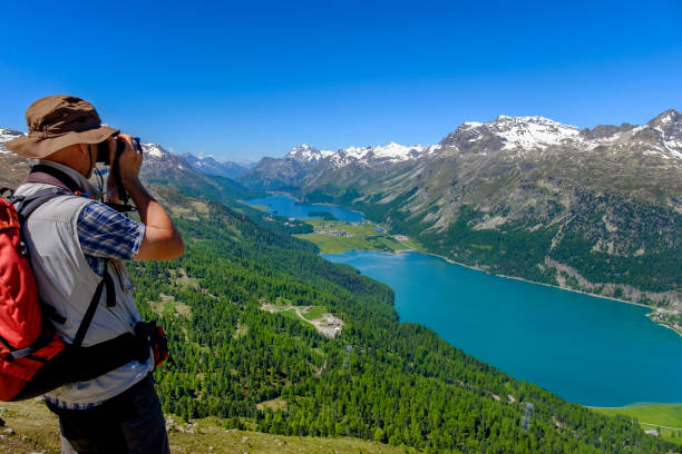 istock Sils and Silvaplana Lakes seen from above, Upper Engadine valley (Graubünden, Switzerland) 1022968948