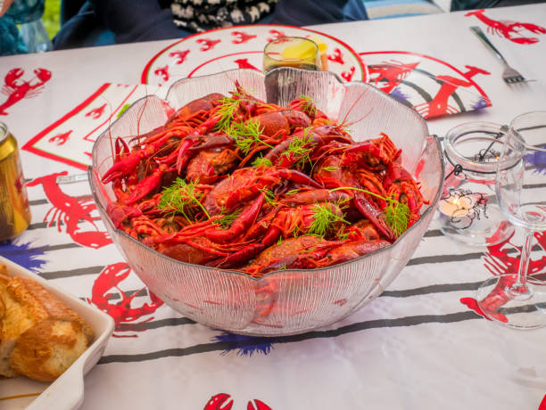 istock Swedish cray fish party bowl on a table. 1022969008