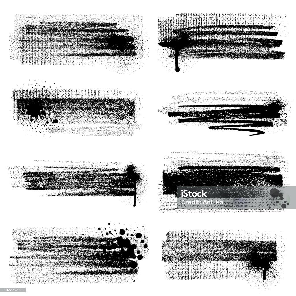 Grunge brush strokes with splashes Vector set of grunge brush strokes with splashes Spray Paint stock vector