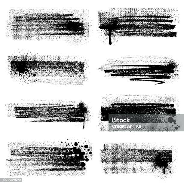 Grunge Brush Strokes With Splashes Stock Illustration - Download Image Now - Spray Paint, Textured, Paint