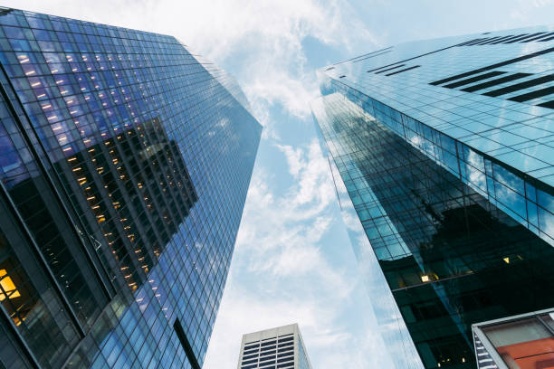 istock Low Angle View of Skyscrapers in Downtown Manhattan 1022974774