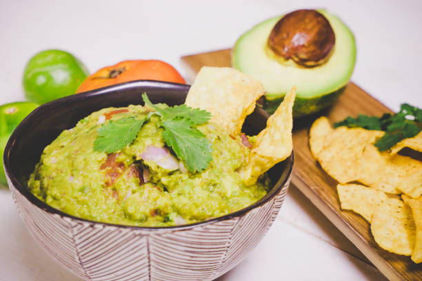 istock Mexican Guacamole Avocado serve with chip snack 1022975796