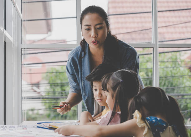 istock Asian Teacher is teaching children in kindergarten classroom 1022980218