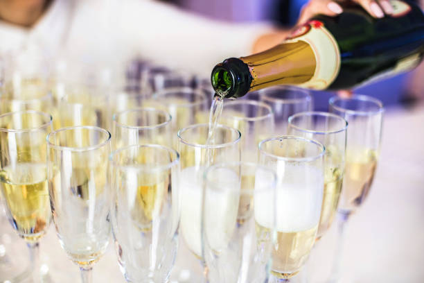 istock Champagne glasses on a party 1022981694