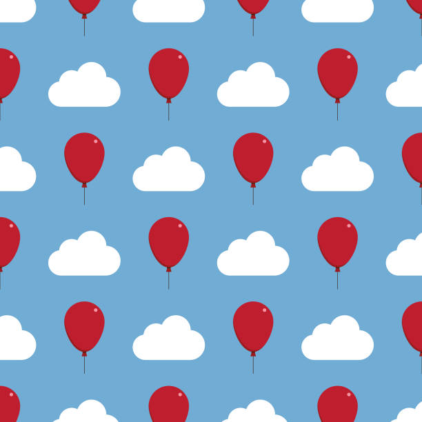Balloon pattern background Summer, Wind, Hot Air Balloon, Pattern, Sky balloon designs stock illustrations
