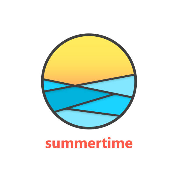 illustrations, cliparts, dessins animés et icônes de summertime signe avec vagues et coucher de soleil - summer exploration idyllic heaven