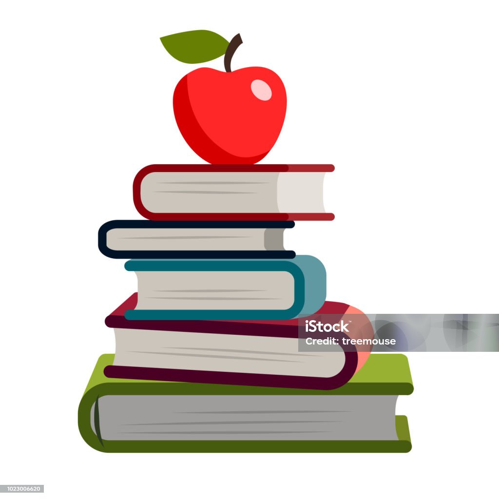 Stack of books simple flat vector illustration. Hardback books with colorful covers. Back to school, literacy, library, reading, education, teaching, learning theme design element isolated on white. Book stock vector