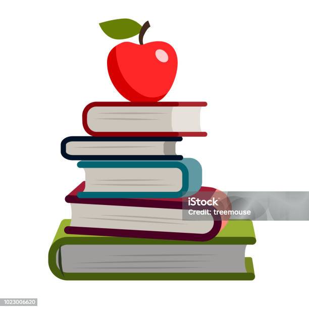 Stack Of Books Simple Flat Vector Illustration Hardback Books With Colorful Covers Back To School Literacy Library Reading Education Teaching Learning Theme Design Element Isolated On White Stock Illustration - Download Image Now