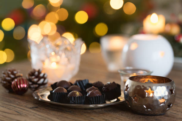 istock Christmas truffles with christmas  decoration in candlelight 1023006936
