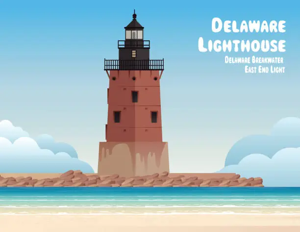 Vector illustration of Delaware Breakwater East End Light