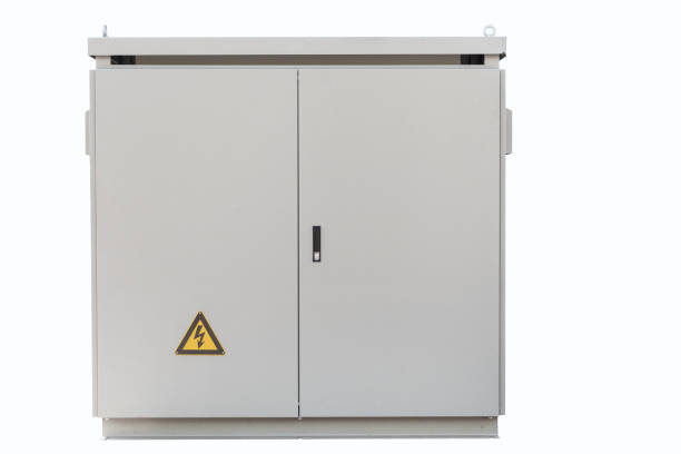 Transformer cabinet, Outdoor electric control box isolated on white with clipping path