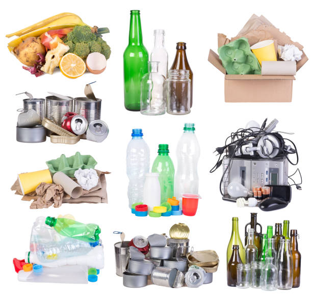 garbage prepared for recycling - paper glass imagens e fotografias de stock