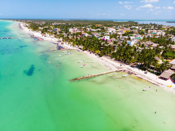 istock Aerial view of sunny Isla Holbox, Mexico 1023038132