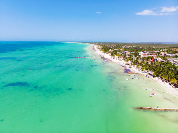 istock Aerial view of sunny Isla Holbox, Mexico 1023038186