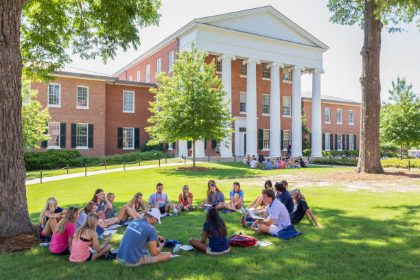 Students Gathered in Study at Ole Miss stock photo