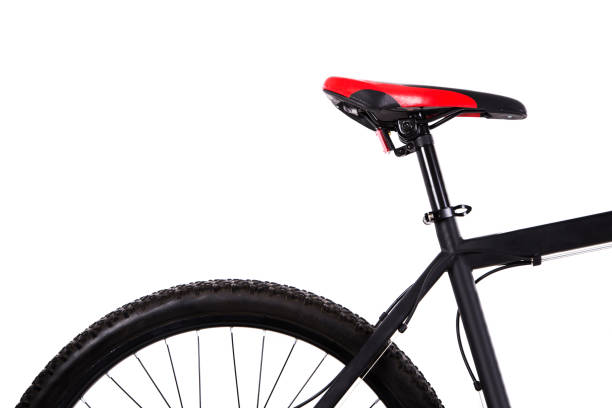 Bike saddle on white background, close up view, studio photo
