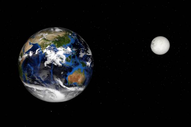 istock 3d high resolution rendered Planet Earth and the moon. View from space 1023066420
