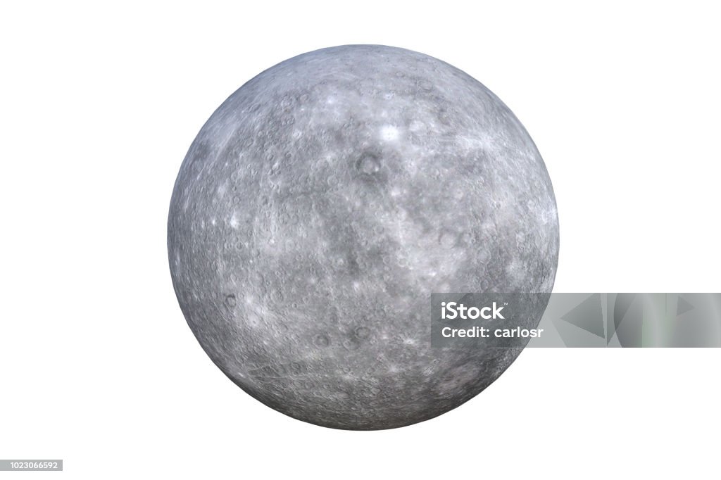 Планета Меркурий на белом фоне. 3D рендеринг - Стоковые фото Астрономия роялти-фри