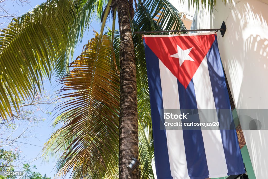 Cuban flag Cuban flag at the street Cuba Stock Photo