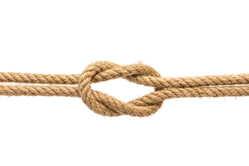 Knot of rope isolated on white background