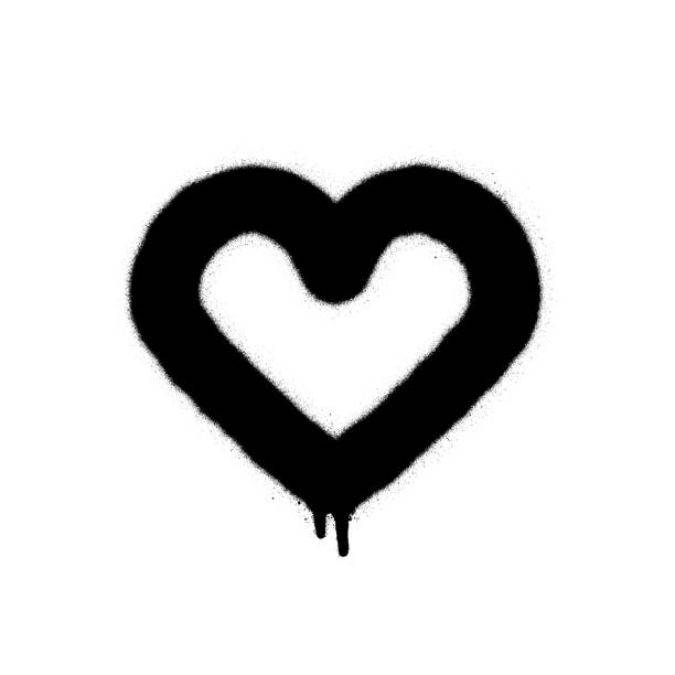 ilustrações, clipart, desenhos animados e ícones de coração de grafite pulverizada em preto no branco. ilustração vetorial - blob heart shape romance love