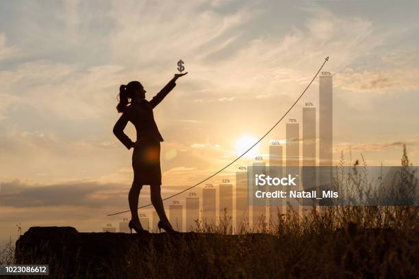 Businesswoman With Dollar Sign In Hand Stock Photo - Download Image Now - Women, Finance, Financial Occupation