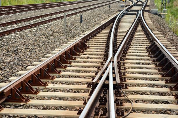 istock Railroad tracks at a train station 1023090604