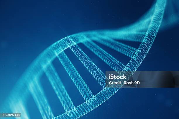 デジタル Dna の分子構造概念は人間のゲノムをバイナリ コード修正された遺伝子による Dna 分子3 D イラストレーション - DNAのストックフォトや画像を多数ご用意