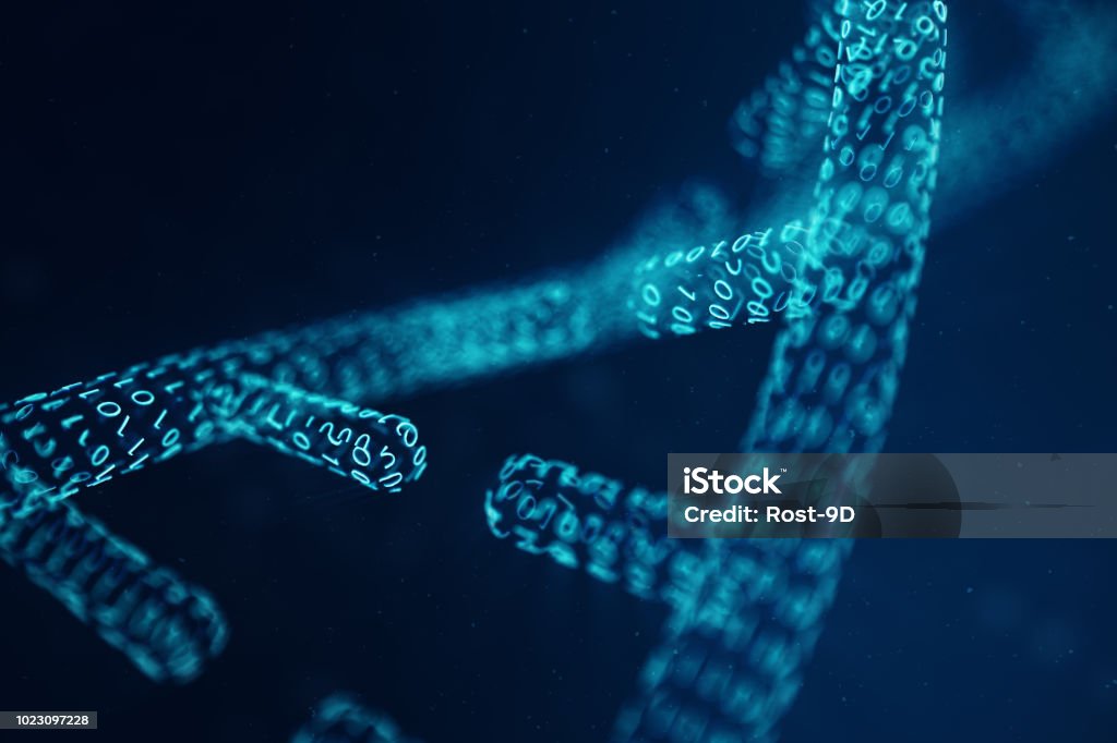 Dna Digitial Code Digital Dna Molecule Structure Concept Binary Code Human Genome Dna ...