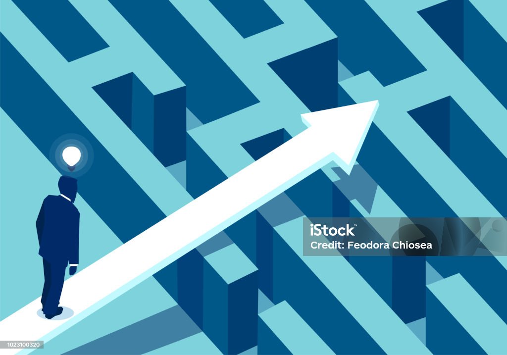 Problem Maze Image Man In Front Of Maze Having Problems Stock Illustration - Download ...