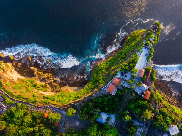 istock Uluwatu Temple aerial view at sunset 1023100574