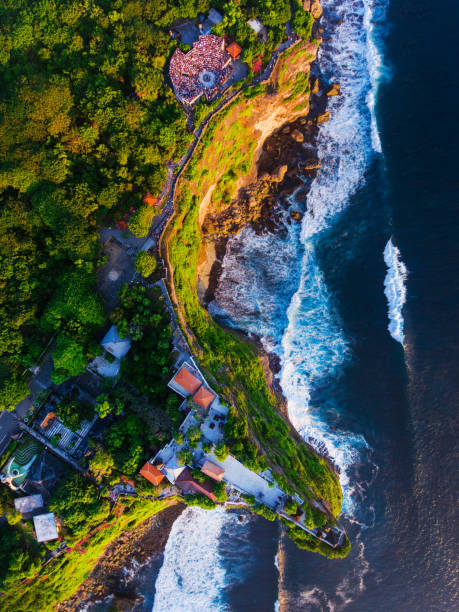 istock Uluwatu Temple aerial view at sunset 1023100622
