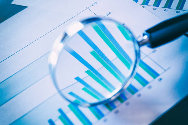 istock Magnifying Glass On Top Of Bar Chart 1023104816