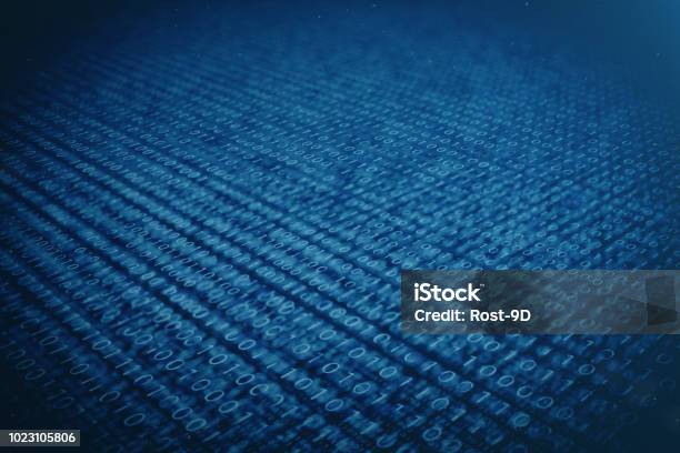 3d Illustration Binary Code On Blue Background Bytes Of Binary Code ...
