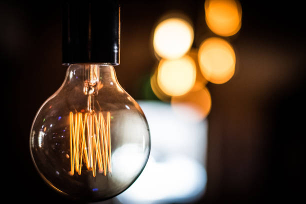 istock The lamp hangs on the ceiling and shines a little 1023125354