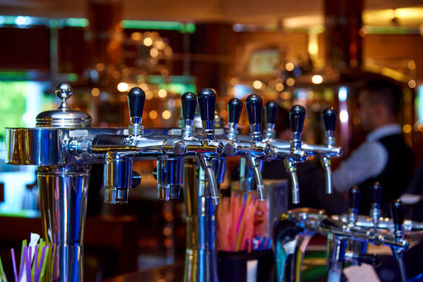 istock Beer tap on the bar in the restaurant. 1023127488