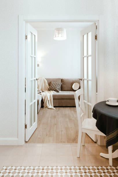 istock Living room scandinavian style interior, studio apartment design 1023127622