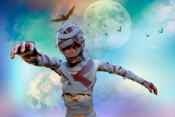 istock 3D Illustration of a mummy on Halloween background 1023128124