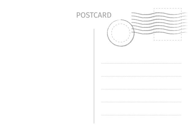 ilustrações de stock, clip art, desenhos animados e ícones de postcard. postal card illustration for design. travel card design. postcard isolated on white background. vector illustration. - back