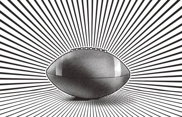 Vector illustration of American Football with vector sunburst background