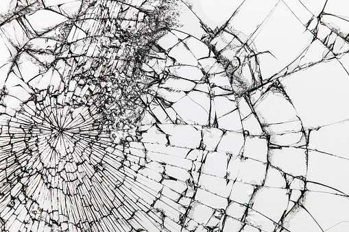 Close-up of glass shattering