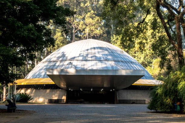 Facade of the Planetarium Aristotle Orsini in Ibirapuera Park São Paulo, Brazil, June 25, 2018. Facade of the Planetarium Aristotle Orsini in Ibirapuera Park. Opened in 1957 ibirapuera park stock pictures, royalty-free photos & images