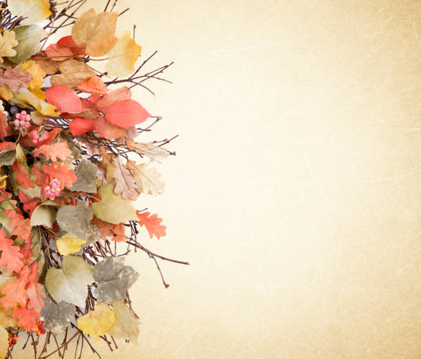 istock Autumn fall wreath on a textured background 1023185114