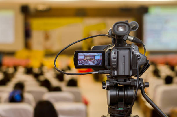 istock Video Camera recording seminar or learning in Conference room with blurred background, copy space 1023221196