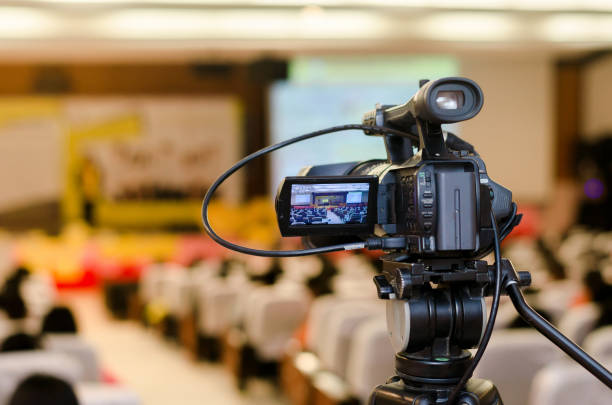 istock Video Camera recording seminar or learning in Conference room with blurred background, copy space 1023221218