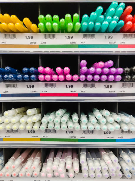 istock Groups of Colored Ink Pens on a store shelf 1023269840
