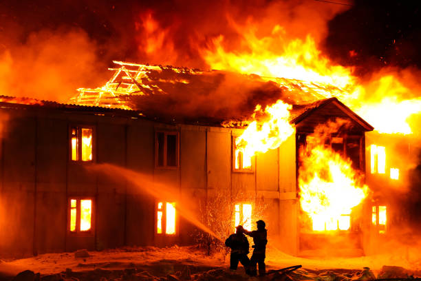 istock Burning wooden house 1023280748