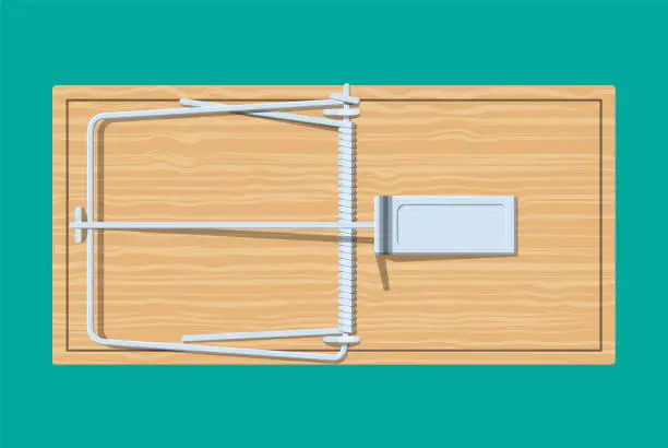 Vector illustration of Wooden mouse trap