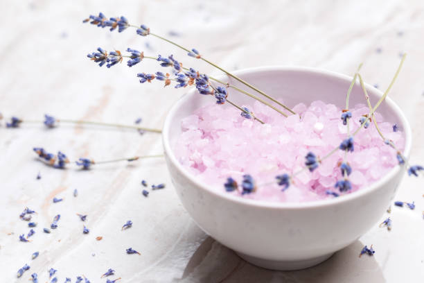 istock Spa set with sea salt, lavender 1023305836