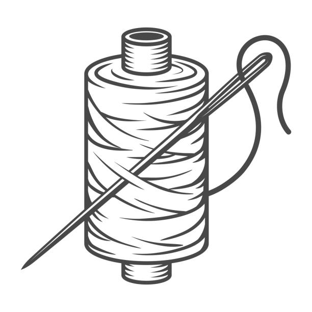 ilustrações de stock, clip art, desenhos animados e ícones de vintage sewing spool concept - sewing sewing item thread equipment